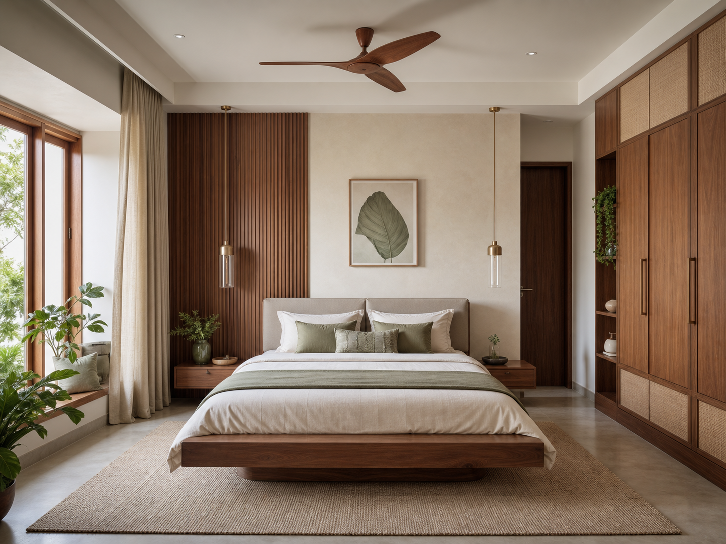 Warm contemporary master bedroom